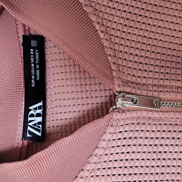 Zara Textured Weave Bomber Jacket in Rose Pink - Picture 4 of 5